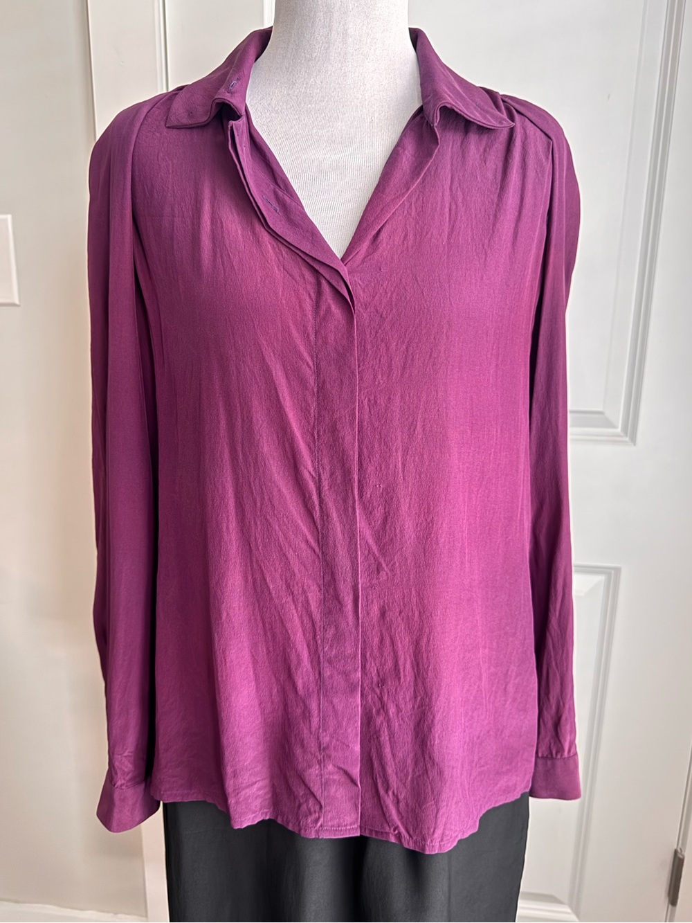 Vintage 70s/80s The BAMM Collection 100% Silk Button Down Blouse Size 10 Plum